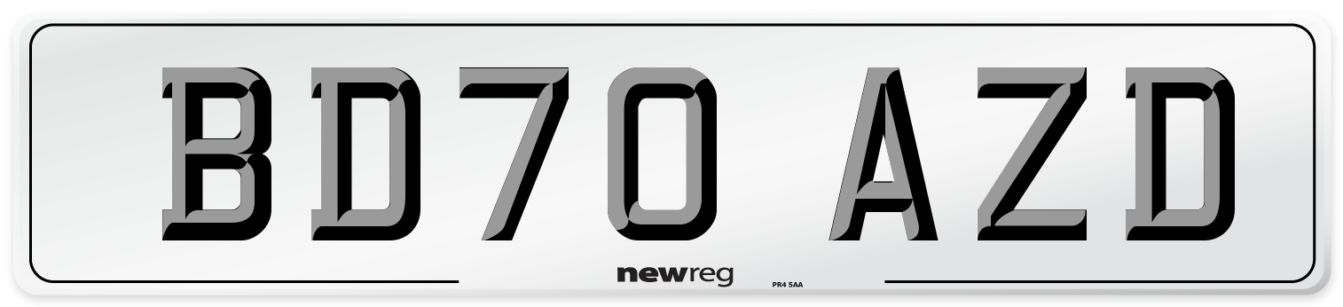BD70 AZD Number Plate from New Reg